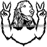 Cocker Spaniel Dog Peace Hand Sign Vector Design With Long Hair Happy Face Puppy Pup Pet Purebred Pedigree Vector Design Clipart SVG