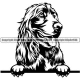 Cocker Spaniel Dog Peeking Vector Design With Long Hair Happy Face Puppy Pup Pet Purebred Pedigree Vector Clipart SVG