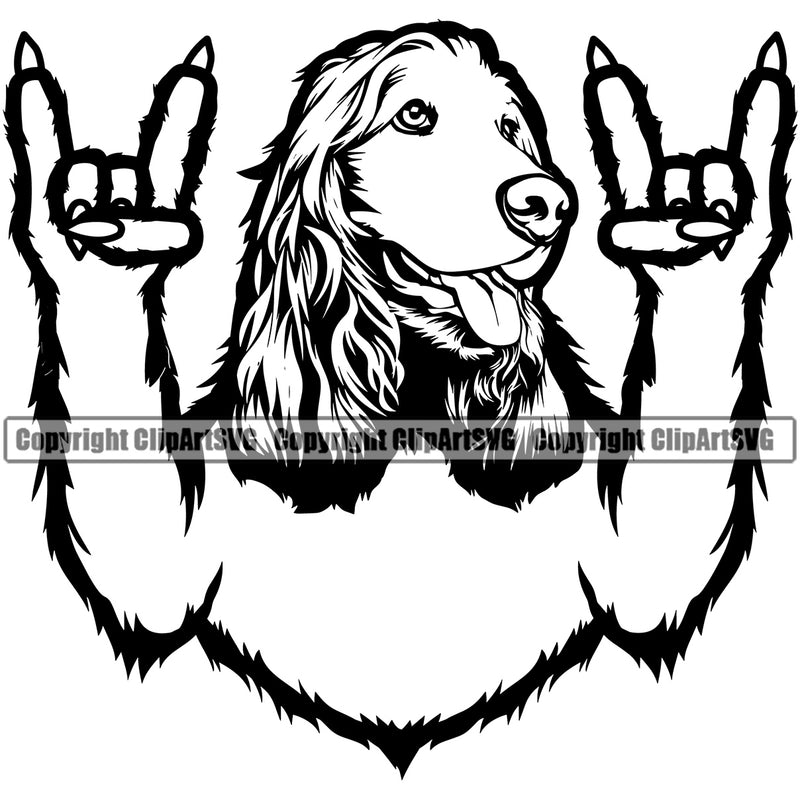 Cocker Spaniel Dog Rock And Roll Vector Design Smile Face Puppy Pup Pet Purebred Pedigree Design Clipart SVG