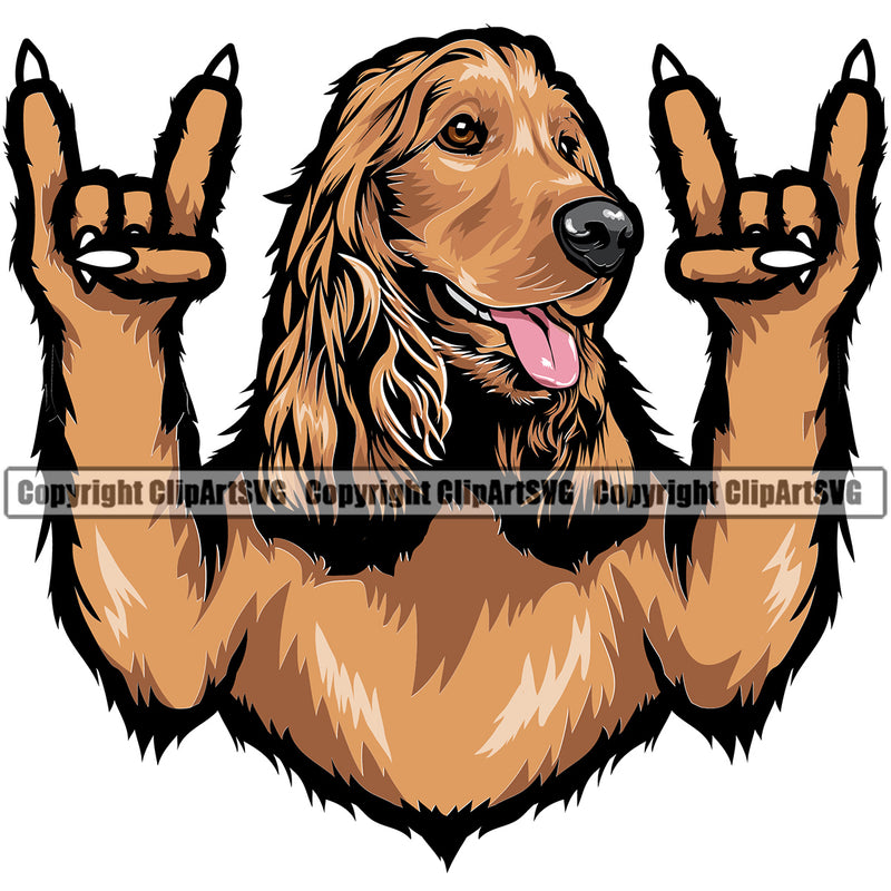 Cocker Spaniel Dog Colorful Rock And Roll Vector Design Smile Face Puppy Pup Pet Purebred Pedigree Vector Design Clipart SVG