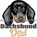 Dachshund Dog Dad Colorful Vector Design With Dachshund Dad Text Moddy Face Paw Puppy Pup Pet Purebred Pedigree Vector Design Clipart SVG