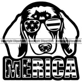 Dachshund Dog Wearing Sunglasses With Merica Text Vector Design Happy Face Puppy Pup Pet Purebred Pedigree Vector Clipart SVG