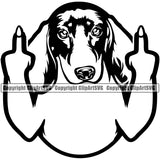 Dachshund Dog Black And White Middle Finger Vector Design Moddy Face Paw Puppy Pup Pet Purebred Pedigree Vector Design Clipart SVG