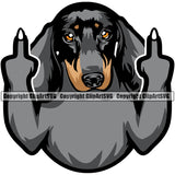 Dachshund Dog Colorful Middle Finger Vector Design Moddy Face Paw Puppy Pup Pet Purebred Pedigree Design Element Clipart SVG