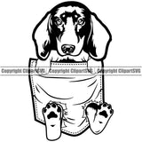 Dachshund Dog Hanging From Shirt Pocket T-Shirt Tshirt Vector Design Dog With Sad Face Puppy Pup Pet Purebred Pedigree Vector Clipart SVG