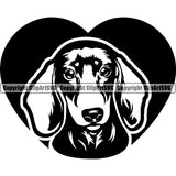 Dachshund Dog In Heart Shape Vector Design Smile Face Puppy Pup Pet Purebred Pedigree Design Clipart SVG