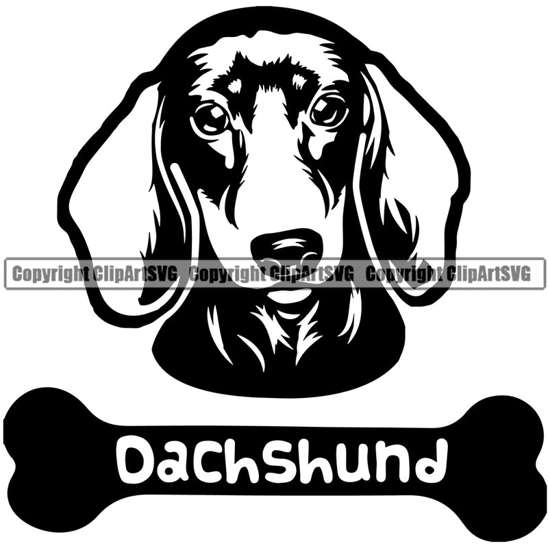 Dachshund Dog Vector Design With I Love My Dachshund Text Happy Smile Face Puppy Pup Pet Purebred Pedigree Vector Clipart SVG