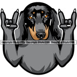 Dachshund Dog Rock And Roll Colorful Vector Design With Happy Face Puppy Pup Pet Purebred Pedigree Vector Design Clipart SVG