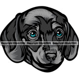 Dachshund Dog Black Head Vector Design Happy Smile Face Puppy Pup Pet Purebred Pedigree Vector Clipart SVG