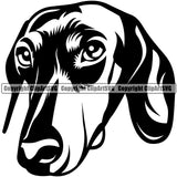Dachshund Dog Head Black And White Design Puppy Pup Canine K-9 K9 Animal Portrait Clipart SVG