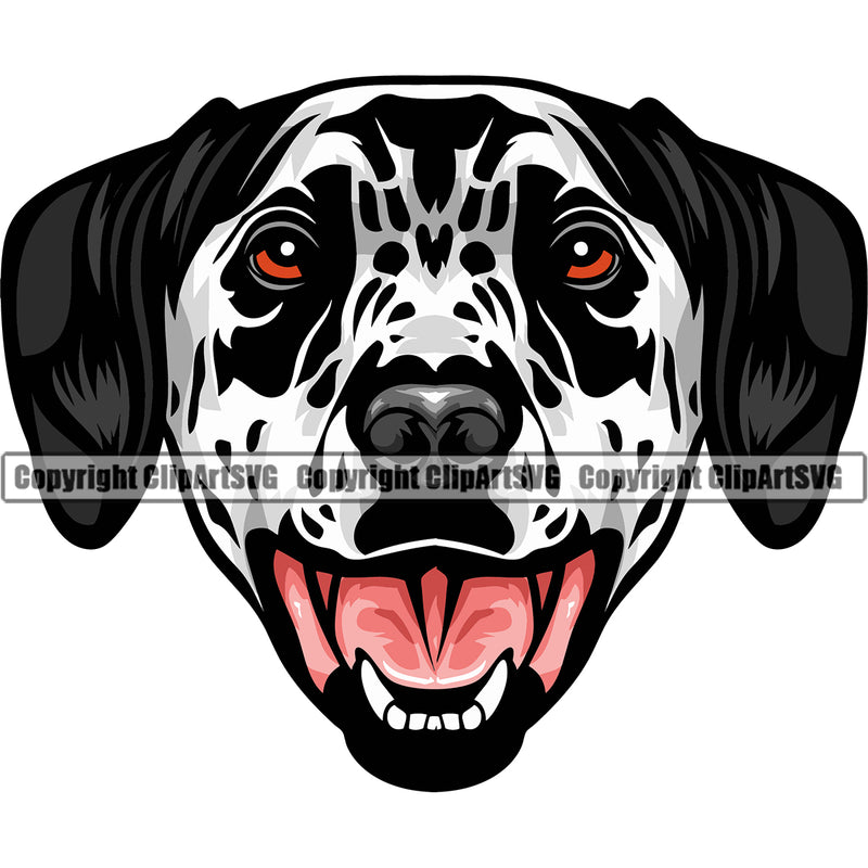 Dalmatian Dog Head Design Smiling And Happy Face Puppy Pup Pet Purebred Pedigree Design Clipart SVG