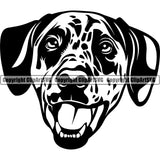 Dalmatian Dog Head Design Happy Happy Smiling Puppy Face Pet Pup Paw Purebred Pedigree Design Element Clipart SVG