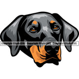 Dobermann Dog Head Design Sad Face Puppy Pup Vector Purebred Pedigree Vector Design Clipart SVG