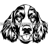 English Springer Spaniel Dog Head Vector Design Happy Face Paw Puppy Pup Pet Purebred Pedigree Vector Design Clipart SVG