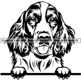 English Springer Spaniel Dog Peeking Vector Design Happy Face Paw Puppy Pup Pet Purebred Pedigree Vector Clipart SVG