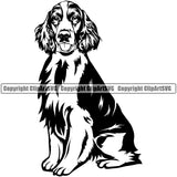 English Springer Spaniel Dog Sitting Vector Design Cute Smile Face Paw Puppy Pup Pet Purebred Pedigree Design Element Clipart SVG