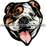 Bulldog Head Vector Design Cute Smile Face Paw Puppy Pup Pet Purebred Pedigree Portrait Vector Clipart SVG