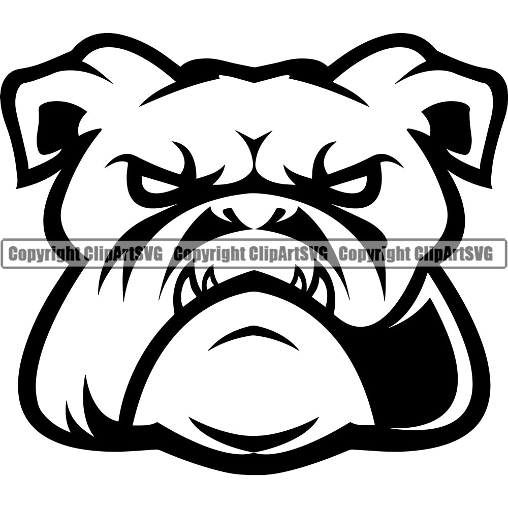 Bulldog Head Vector Design Angry Face Paw Puppy Pup Pet Purebred ...