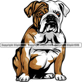 English Bulldog Sitting Design Puppy Head Purebred Pup Pedigree Vector Canine K-9 K9 Animal Portrait Clipart SVG