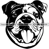 Bulldog Head Vector Design Happy Smile Face Paw Puppy Pup Pet Purebred Pedigree Vector Portrait Clipart SVG