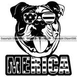 Bulldog Dog Merica Text Wearing Sunglasses Vector Design Happy Smile Face Paw Puppy Pup Pet Purebred Pedigree Vector Design Clipart SVG