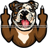 Bulldog Colorful Middle Finger Sign Vector Design Happy Smile Face Paw Puppy Pup Pet Purebred Pedigree Vector Design Clipart SVG