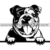 Bulldog Peeking Vector Design Happy Face Paw Puppy Pup Pet Purebred Pedigree Vector Clipart SVG