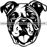 English Bulldog Head Design Puppy Head Purebred Pup Pedigree Vector Canine K-9 K9 Animal Clipart SVG