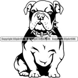 English Bulldog Sitting Collar Design Puppy Head Purebred Pup Pedigree Vector Canine K-9 K9 Animal Clipart SVG