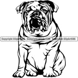 English Bulldog Sitting Design Puppy Head Purebred Pup Pedigree Vector Canine K-9 K9 Animal Clipart SVG
