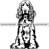 English Cocker Spaniel Dog Sitting Design Head Purebred Pup Pedigree Vector Canine K-9 K9 Animal Portrait Clipart SVG