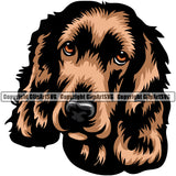 English Cocker Spaniel Dog Color Head Design Puppy Head Purebred Pup Pedigree Vector Canine K-9 K9 Animal Clipart SVG