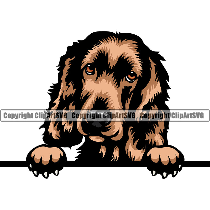 English Cocker Dog Spaniel Peeking Puppy Head Purebred Pup Pedigree Mascot Canine K-9 K9 Animal Portrait Clipart SVG