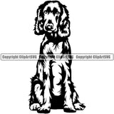 English Cocker Spaniel Dog Sitting Canine K-9 K9 Animal Portrait Doggy Vector Puppy Head Purebred Pup Pedigree Clipart SVG