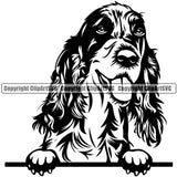 English Cocker Spaniel Dog Peeking Design Puppy Head Purebred Pup Pedigree Vector Canine K-9 K9 Animal Portrait Clipart SVG