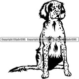 English Setter Dog Sitting Design Puppy Head Purebred Pup Pedigree Vector K9 Animal Portrait Doggy Face Cute Clipart SVG