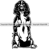 English Springer Spaniel Dog Begging Design Puppy Head Purebred Pup Pedigree Vector Canine K-9 K9 Animal Clipart SVG