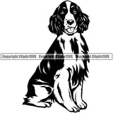 English Springer Spaniel Dog Sitting Design Puppy Head Purebred Pup Pedigree Canine K-9 K9 Animal Clipart SVG