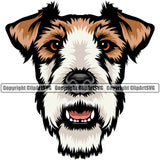 Fox Terrier Dog Color Head Design Puppy Pup Purebred Pedigree Vector K9 Animal Portrait Doggy Face Cute Clipart SVG
