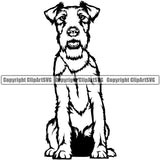 Fox Terrier Dog Cute Face Animal Canine K-9 K9 Animal Portrait Vector Puppy Head Purebred Pup Pedigree Clipart SVG