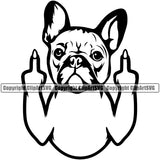 French Bulldog Middle Finger Sign Vector Puppy Head Purebred Pup Pedigree Vector K9 Animal Portrait Doggy Clipart SVG