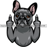 French Bulldog Middle Finger Sign Vector Design Portrait Doggy Face Cute K9 Puppy Head Purebred Pup Pedigree Clipart SVG