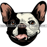 French Bulldog Color Head Animal Puppy Head Purebred Pup Pedigree Vector Canine K-9 K9 Animal Portrait Clipart SVG