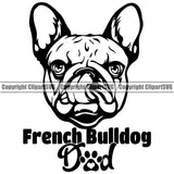 French Bulldog Dad Head Design Puppy Head Purebred Pedigree Vector K9 Animal Portrait Doggy Face Cute Clipart SVG