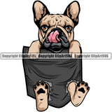 French Bulldog Hanging From Shirt Pocket Color Body Design T-Shirt Tshirt Puppy Head Purebred Pup Pedigree Clipart SVG