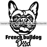 French Bulldog Dad Puppy Head Purebred Pup Pedigree Design K9 Animal Portrait Doggy Face Cute Clipart SVG