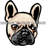 French Bulldog Peeking 'Color Head Puppy Head Purebred Pup Pedigree Portrait Doggy Face Cute Clipart SVG