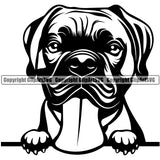 German Boxer Dog Peeking Design Puppy Head Purebred Pup Pedigree Vector K9 Animal Portrait Face Cute Doggy Clipart SVG