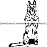 German Shepherd Dog Begging Head Purebred Pup Pedigree Vector Angry Animal Canine K-9 K9 Clipart SVG