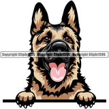 German Shepherd Dog Peeking Design Puppy Head Purebred Pup Pedigree Vector Clipart SVG